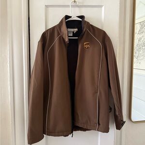 UPS | Authentic Brown Weather Jacket with Logo | Fleece Lined | Size M